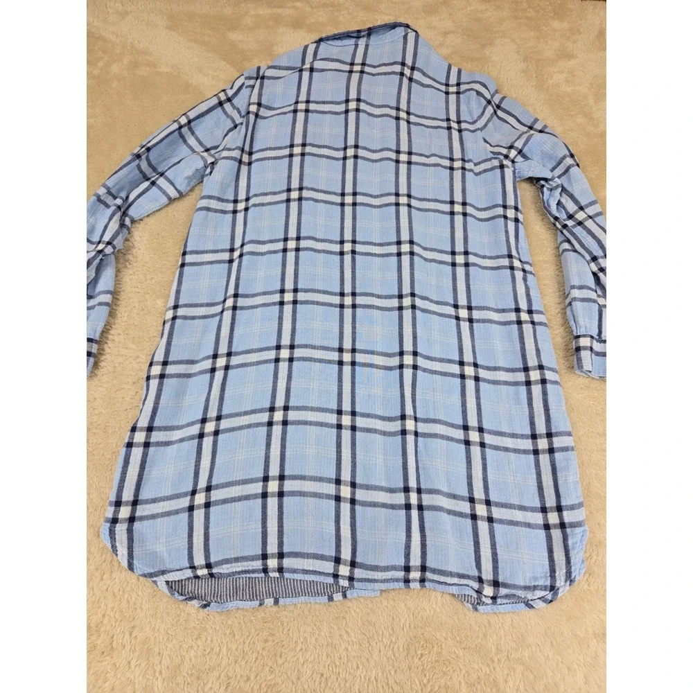 Michael Kors Blue Plaid‎ Long Sleeve Button Up Shirt Dress Tunic Size 12